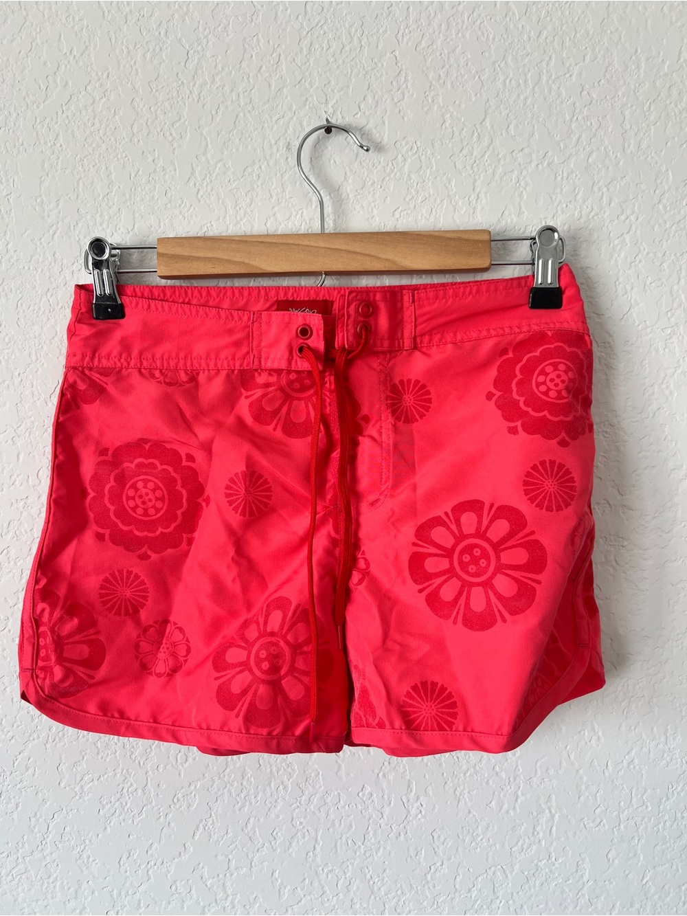Youth Floral Swim Shorts Bright Pink & Red